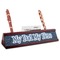 My Father My Hero Red Mahogany Nameplates with Business Card Holder - Angle