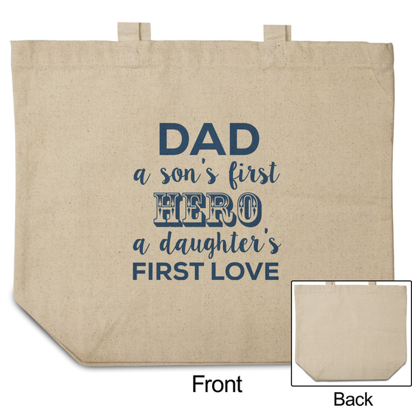 My Father My Hero Reusable Cotton Grocery Bag - Front & Back View