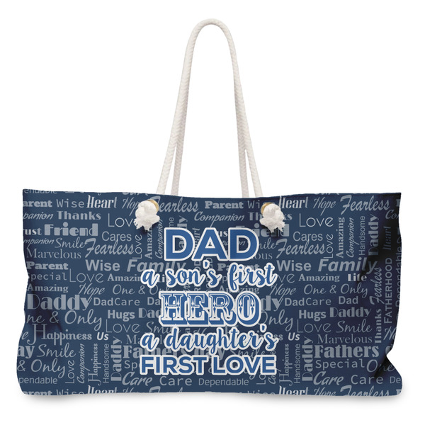 Custom My Father My Hero Large Tote Bag with Rope Handles