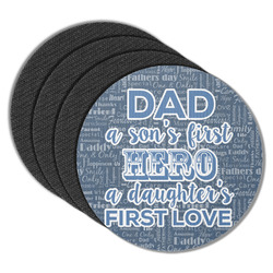 My Father My Hero Round Rubber Backed Coasters - Set of 4
