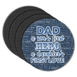 My Father My Hero Round Rubber Backed Coasters - Set of 4