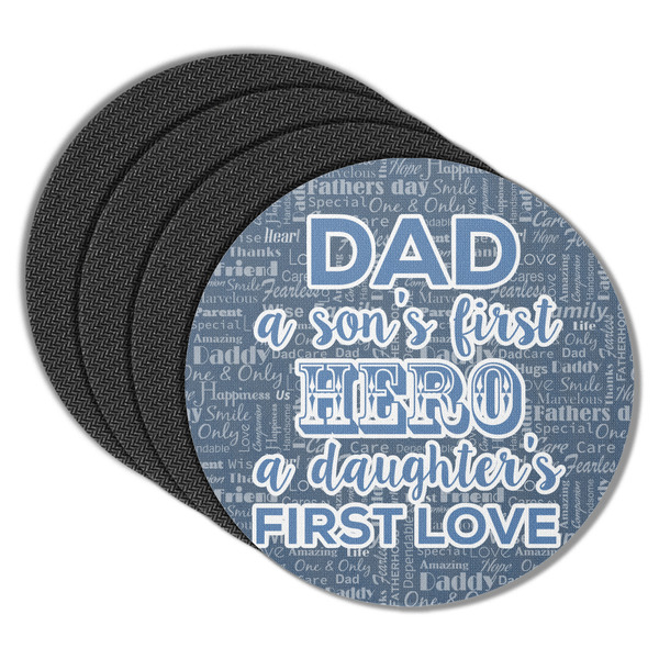 Custom My Father My Hero Round Rubber Backed Coasters - Set of 4