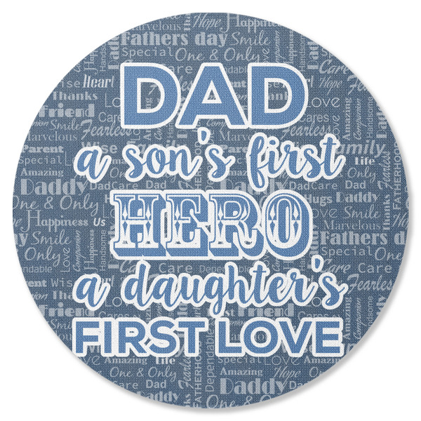 Custom My Father My Hero Round Rubber Backed Coaster
