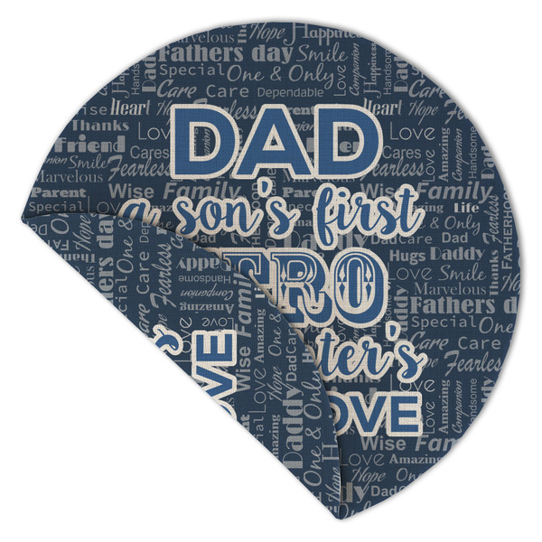 My Father My Hero Round Linen Placemats - Front (folded corner double sided)