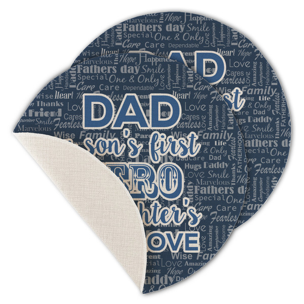 Custom My Father My Hero Round Linen Placemat - Single Sided - Set of 4
