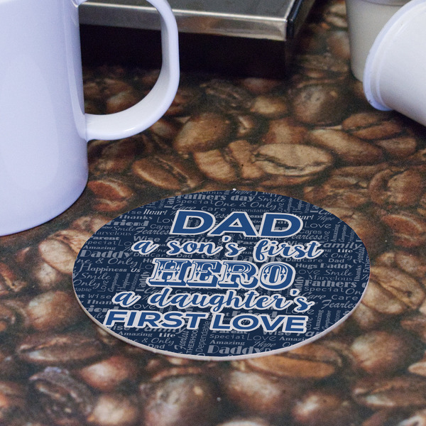 My Father My Hero Round Paper Coaster - Front