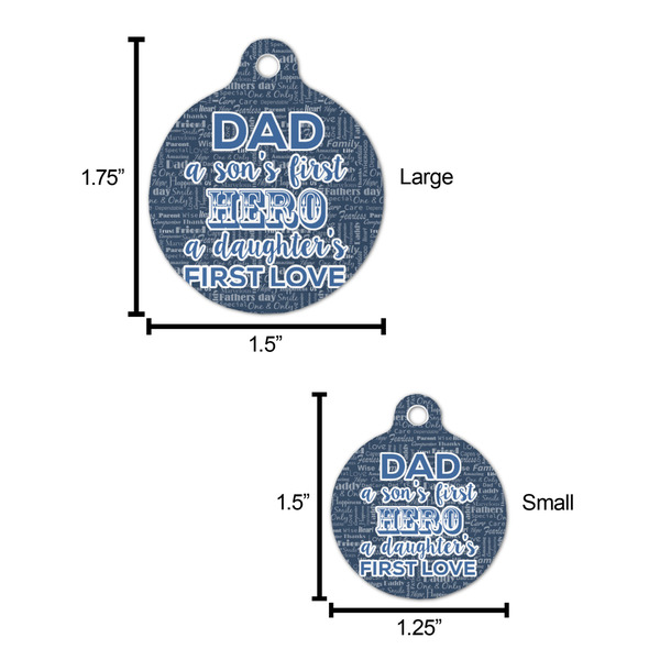 My Father My Hero Round Pet ID Tag - Large - Comparison Scale