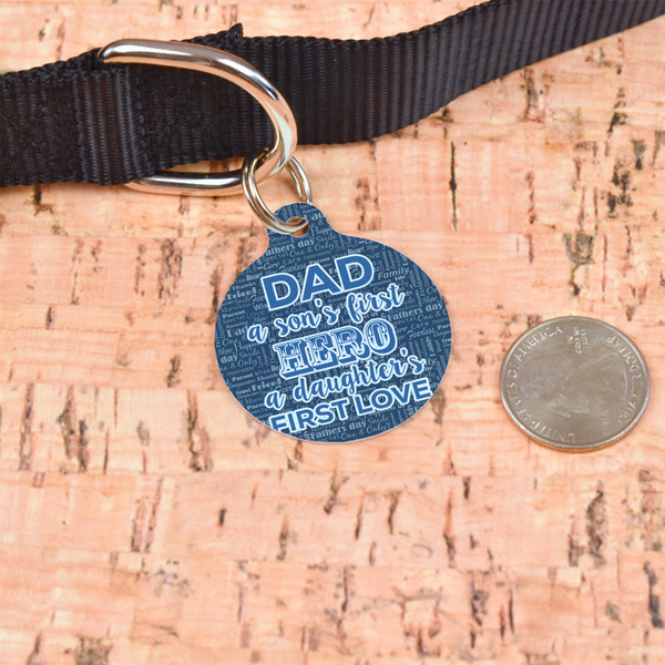 My Father My Hero Round Pet ID Tag - Large - In Context