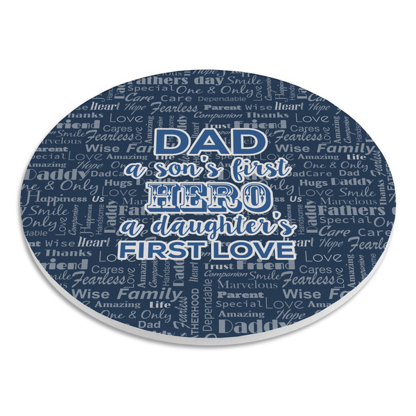 My Father My Hero Round Stone Trivet - Angle View