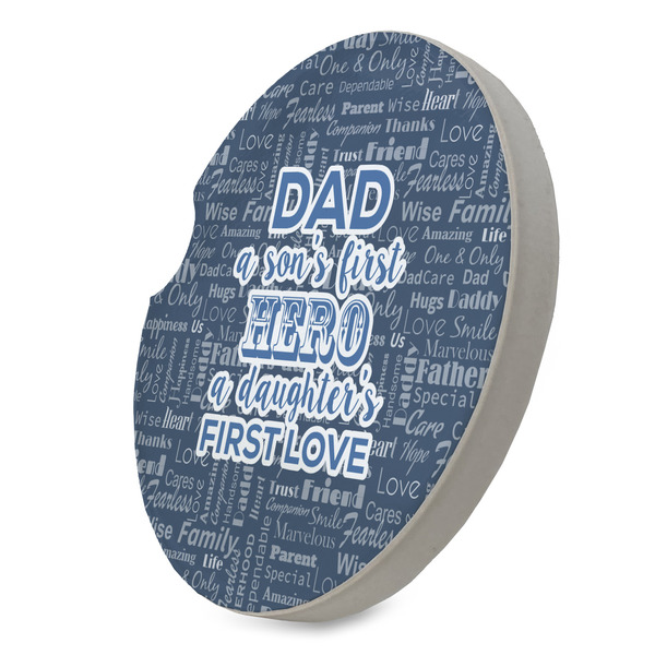 My Father My Hero Sandstone Car Coaster - STANDING ANGLE