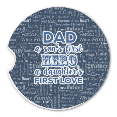 My Father My Hero Sandstone Car Coaster - Single (Personalized)