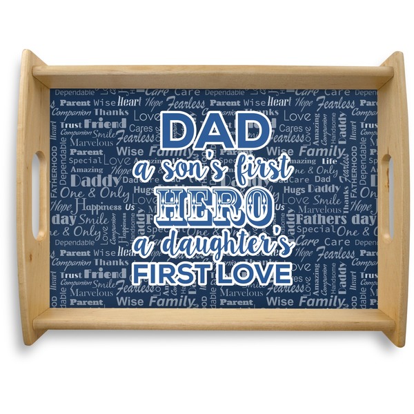 Custom My Father My Hero Natural Wooden Tray - Large