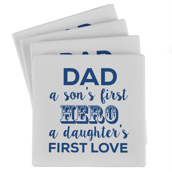 Custom My Father My Hero Absorbent Stone Coasters - Set of 4