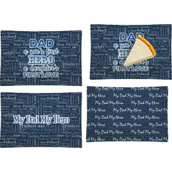 My Father My Hero Set of 4 Glass Rectangular Appetizer / Dessert Plate (Personalized)