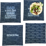 My Father My Hero Set of 4 Glass Square Lunch / Dinner Plate 9.5" (Personalized)