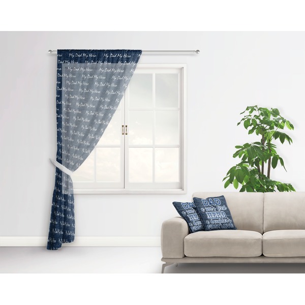 My Father My Hero Sheer Curtain With Window and Rod - in Room Matching Pillow