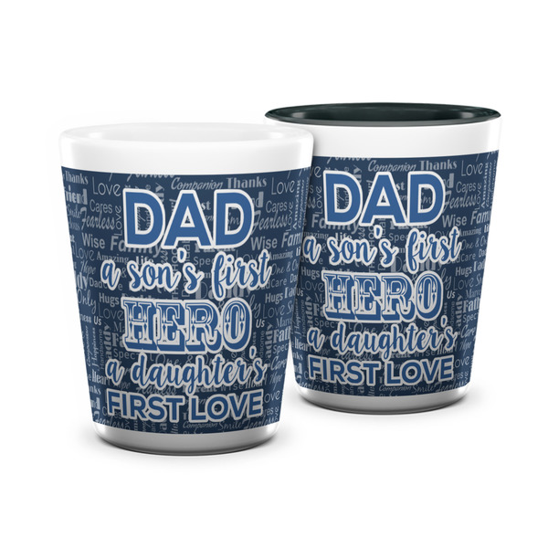 Custom My Father My Hero Ceramic Shot Glass - 1.5 oz