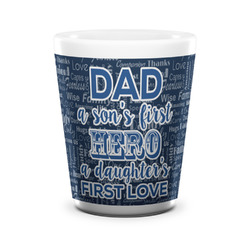 My Father My Hero Ceramic Shot Glass - 1.5 oz - White - Set of 4