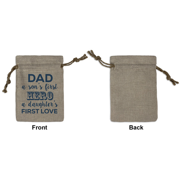 My Father My Hero Small Burlap Gift Bag - Front Approval