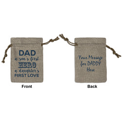 My Father My Hero Small Burlap Gift Bag - Front & Back