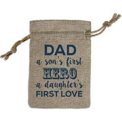 My Father My Hero Small Burlap Gift Bag - Front