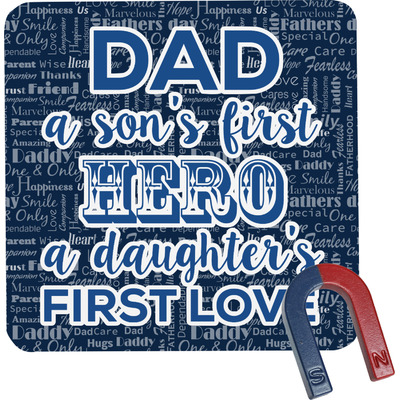 My Father My Hero Square Fridge Magnet (Personalized)