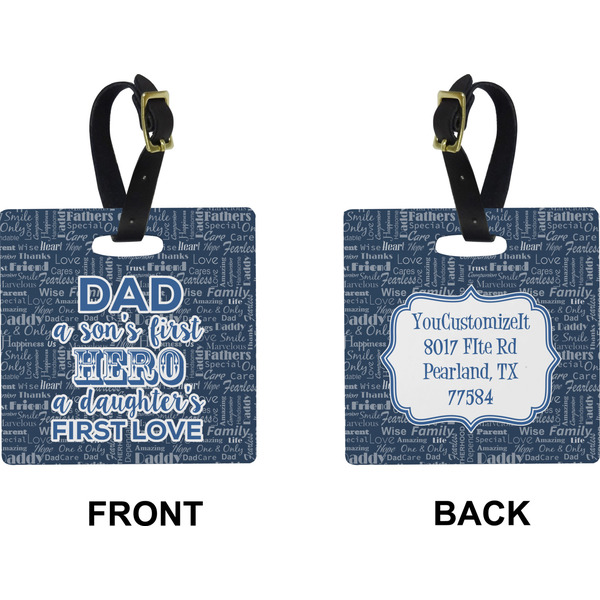 My Father My Hero Square Luggage Tag (Front + Back)