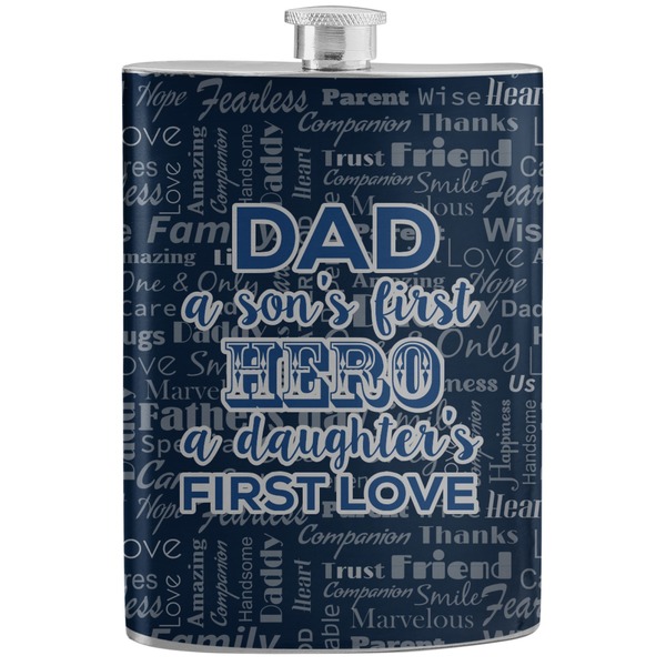 Custom My Father My Hero Stainless Steel Flask
