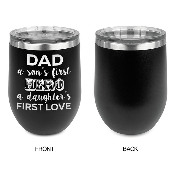My Father My Hero Stainless Wine Tumblers - Black - Single Sided - Approval