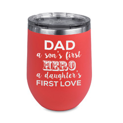 My Father My Hero Stemless Stainless Steel Wine Tumbler - Coral - Double Sided