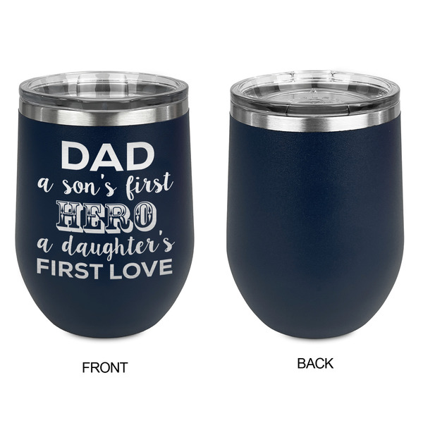 My Father My Hero Stainless Wine Tumblers - Navy - Single Sided - Approval