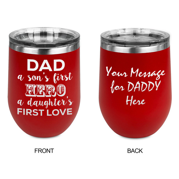 My Father My Hero Stainless Wine Tumblers - Red - Double Sided - Approval