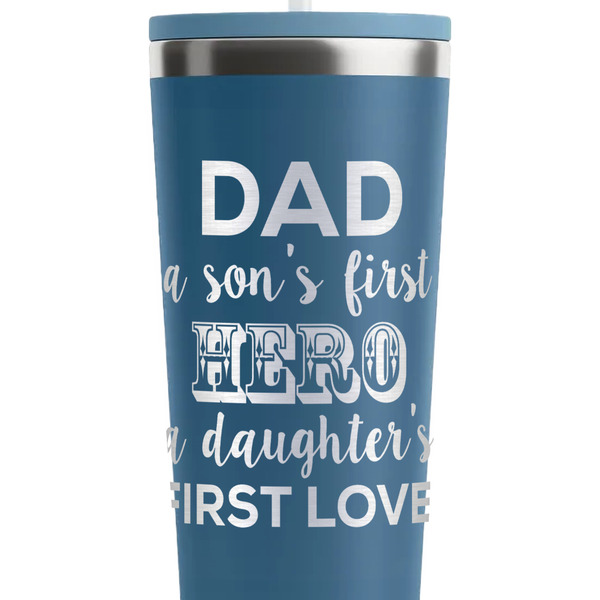 My Father My Hero Steel Blue RTIC Everyday Tumbler - 28 oz. - Close Up