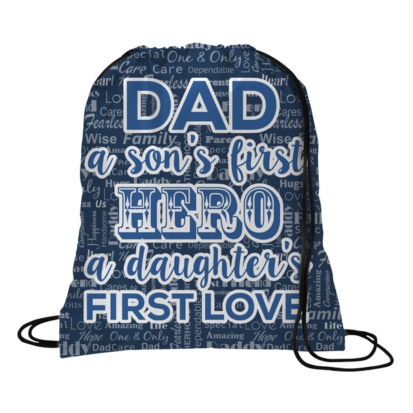 Custom My Father My Hero Drawstring Backpack - Medium