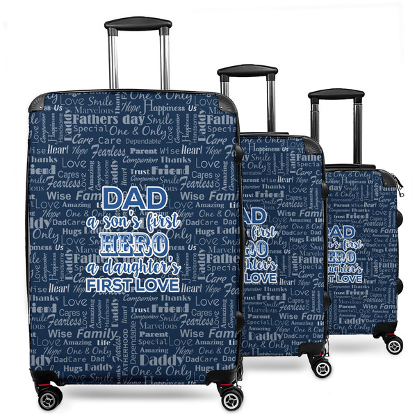 Custom My Father My Hero 3 Piece Luggage Set - 20" Carry On, 24" Medium Checked, 28" Large Checked