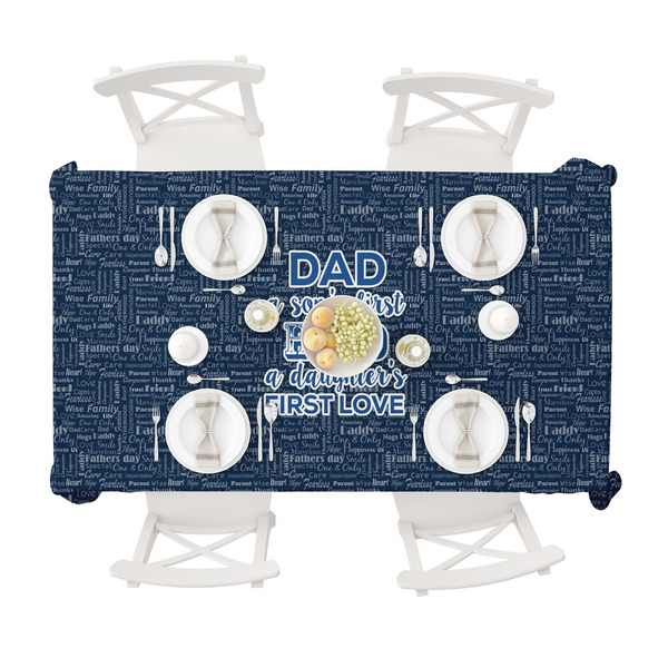 My Father My Hero Tablecloths (58"x102") - TOP VIEW (with plates)