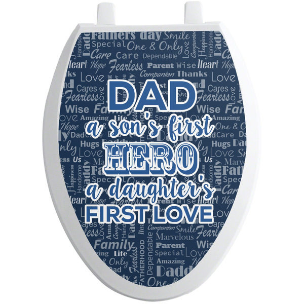 Custom My Father My Hero Toilet Seat Decal - Elongated