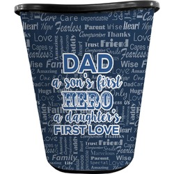 My Father My Hero Waste Basket - Double Sided (Black) (Personalized)
