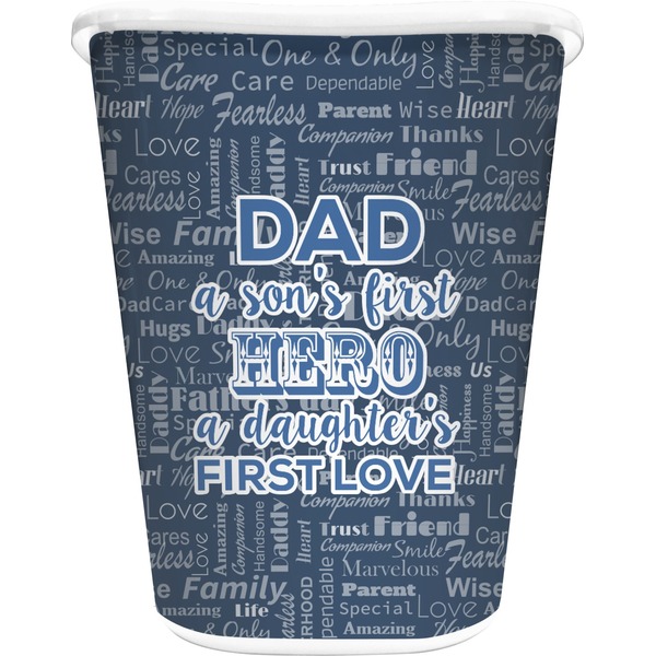 Custom My Father My Hero Waste Basket - Double Sided (White) (Personalized)