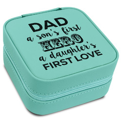 My Father My Hero Travel Jewelry Box - Teal Leather