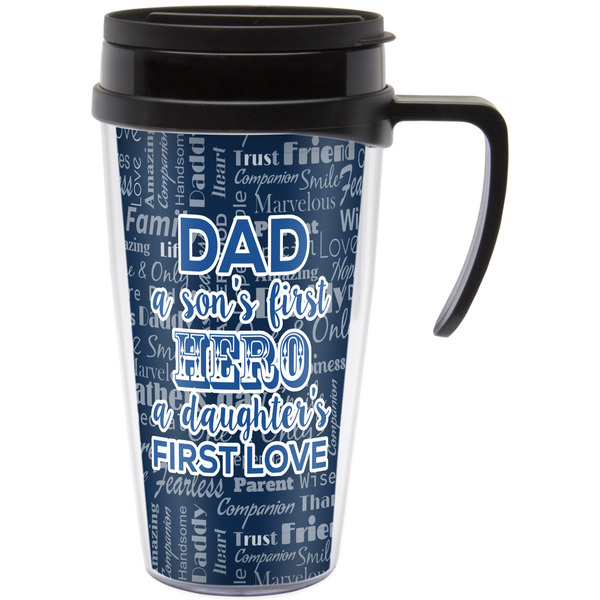 Custom My Father My Hero Acrylic Travel Mug with Handle