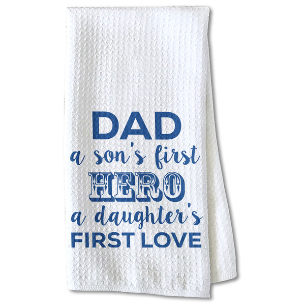 Custom My Father My Hero Kitchen Towel - Waffle Weave - Partial Print