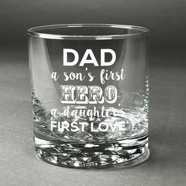 Custom My Father My Hero Whiskey Glass - Engraved