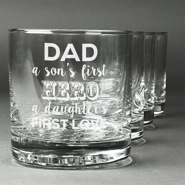 Custom My Father My Hero Whiskey Glasses (Set of 4)