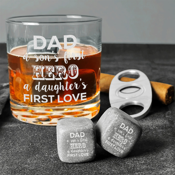 My Father My Hero Whiskey Stones - Set of 3 - In Context