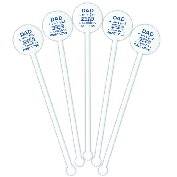 My Father My Hero White Plastic 5.5" Stir Stick - Fan View