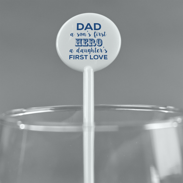 My Father My Hero White Plastic 5.5" Stir Stick - Round - Main