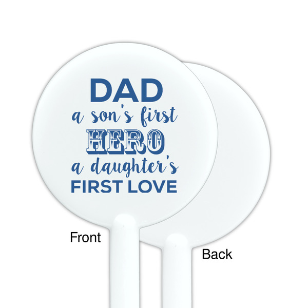 My Father My Hero White Plastic 5.5" Stir Stick - Single Sided - Round - Front & Back