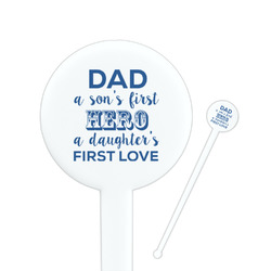 My Father My Hero 7" Round Plastic Stir Sticks - White - Single Sided
