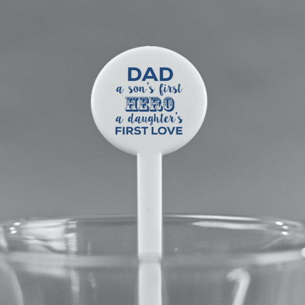 My Father My Hero White Plastic 7" Stir Stick - Round - Main